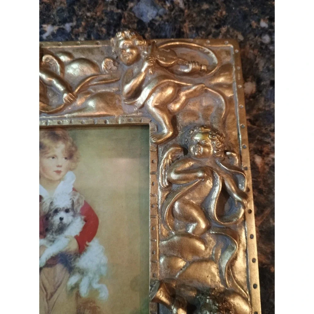 Vintage Gold Ornate Cherub Resin Picture Frame 5